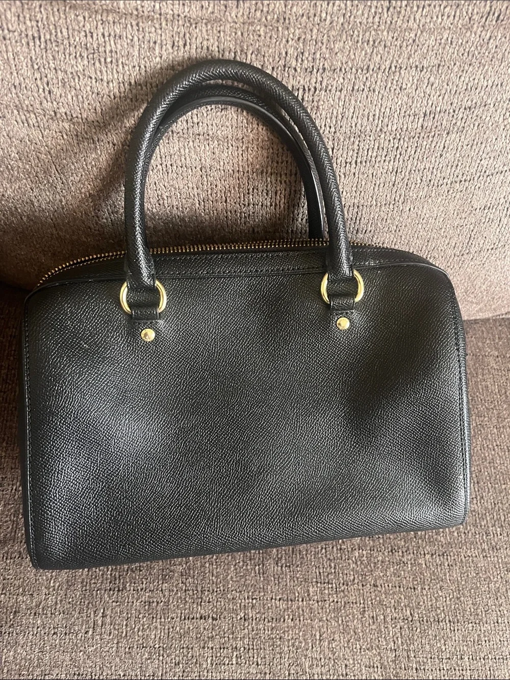 Coach Black Pebbled Leather Dome Satchel with Gold Accents